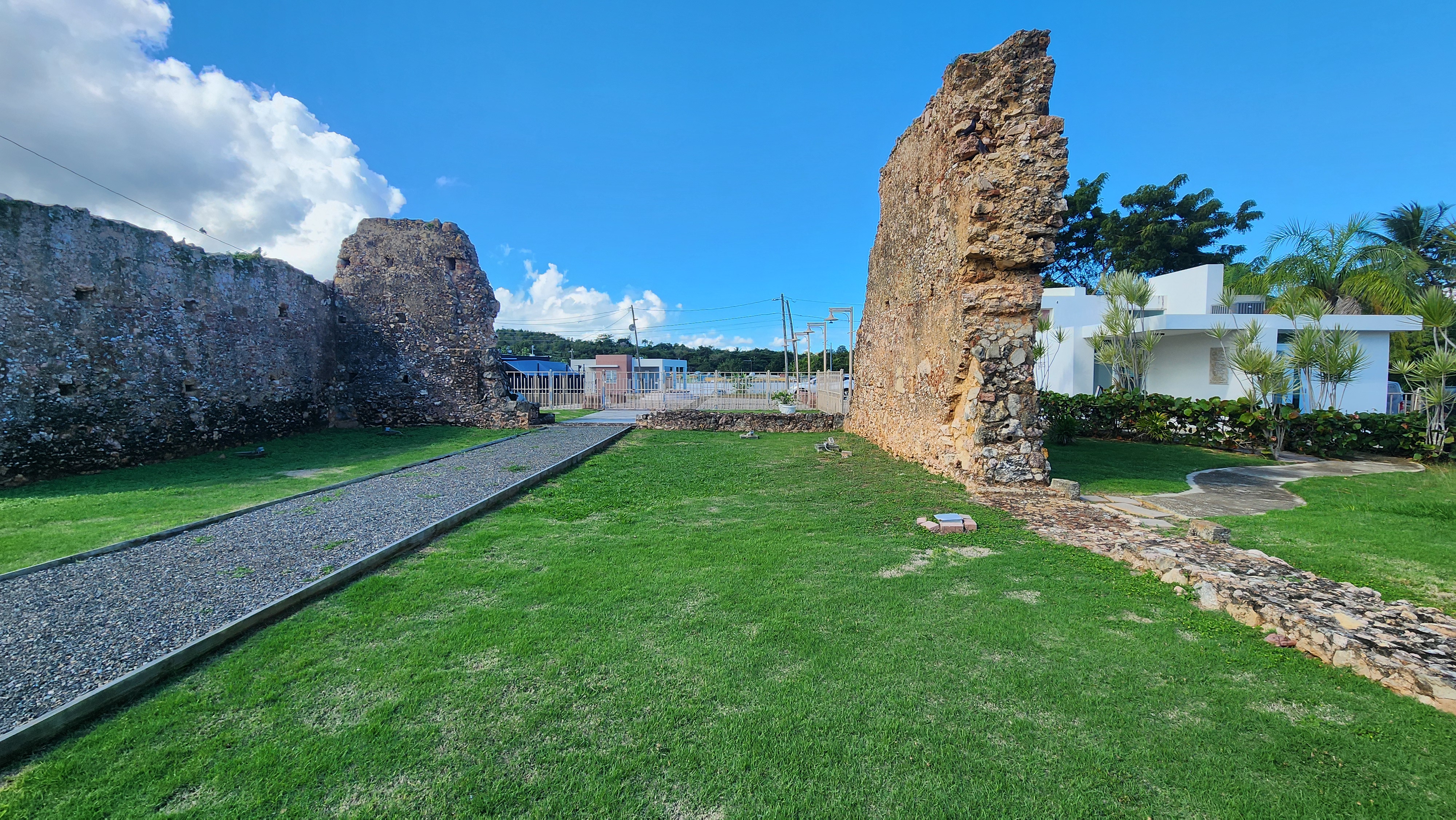 Colorful street scene in a historic north coast Puerto Rican town