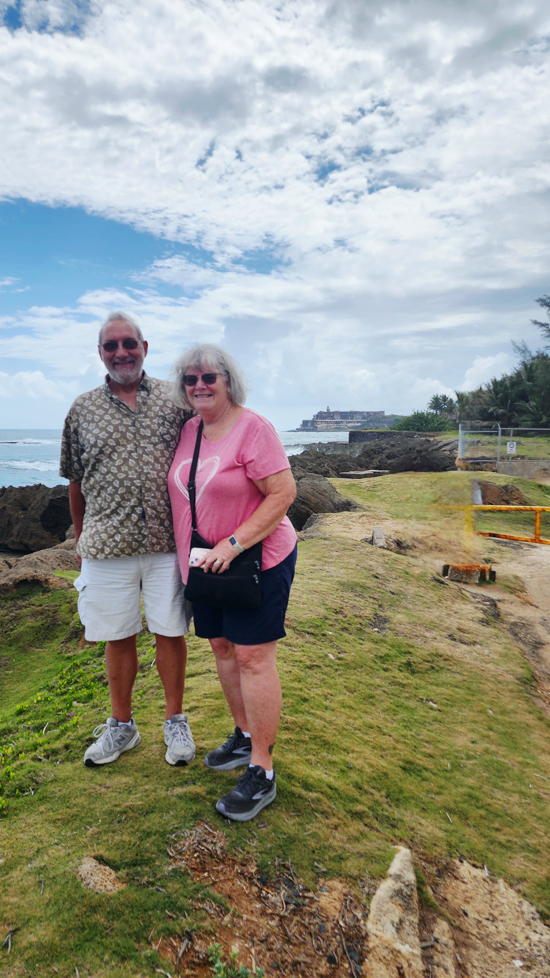 Group enjoying a hop-in hop-out city tour through the streets of San Juan.