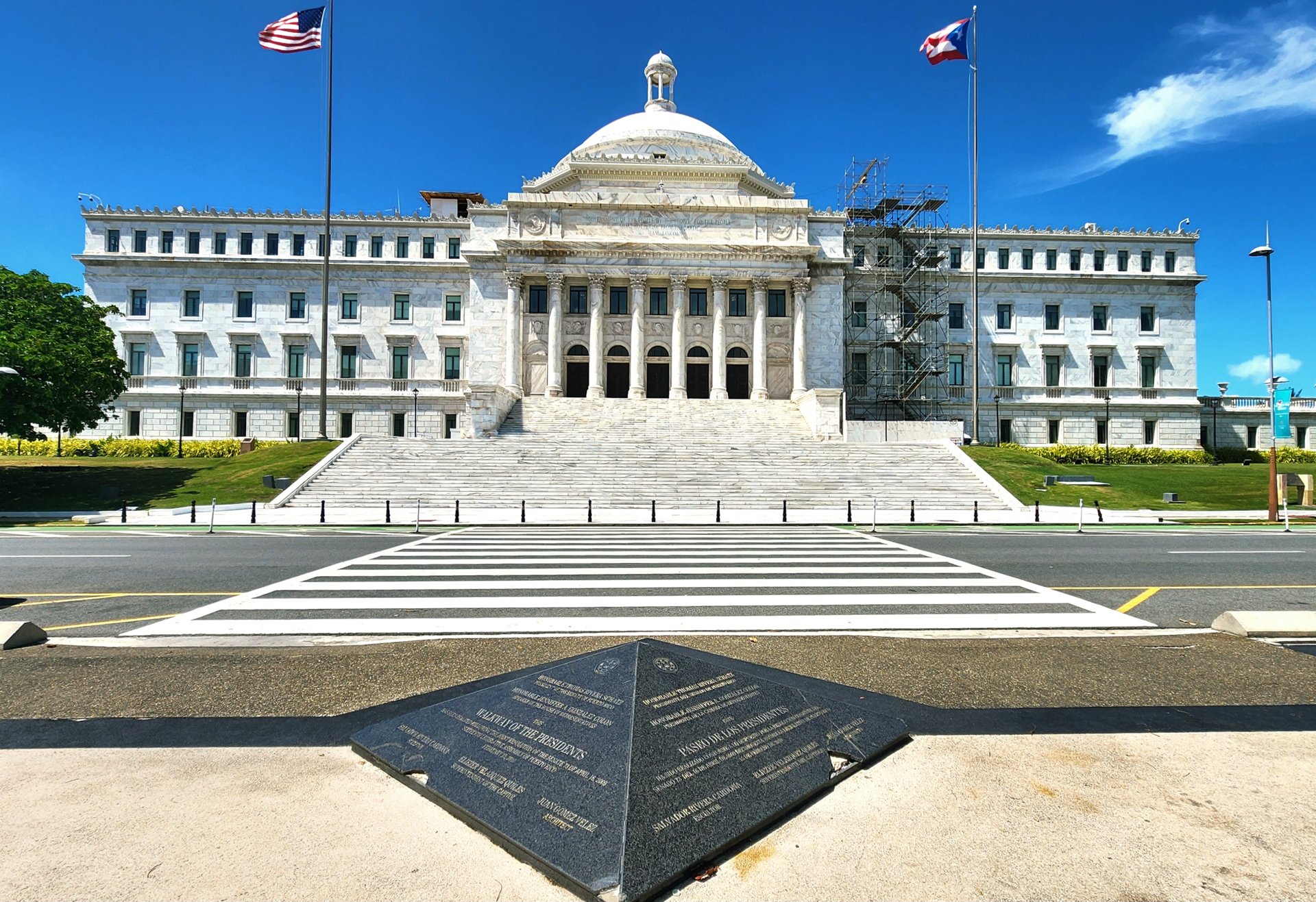 The Puerto Rico Capitol building seen along the San Juan bay